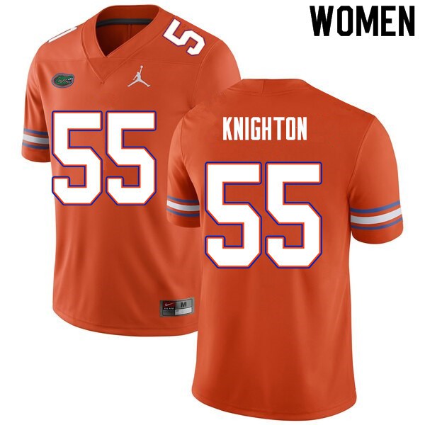 Women #55 Hayden Knighton Florida Gators College Football Jersey Orange